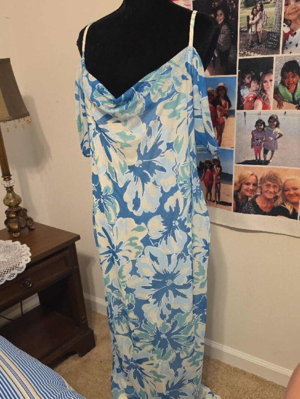 Fashion Nova Blue & White Floral Maxi Dress